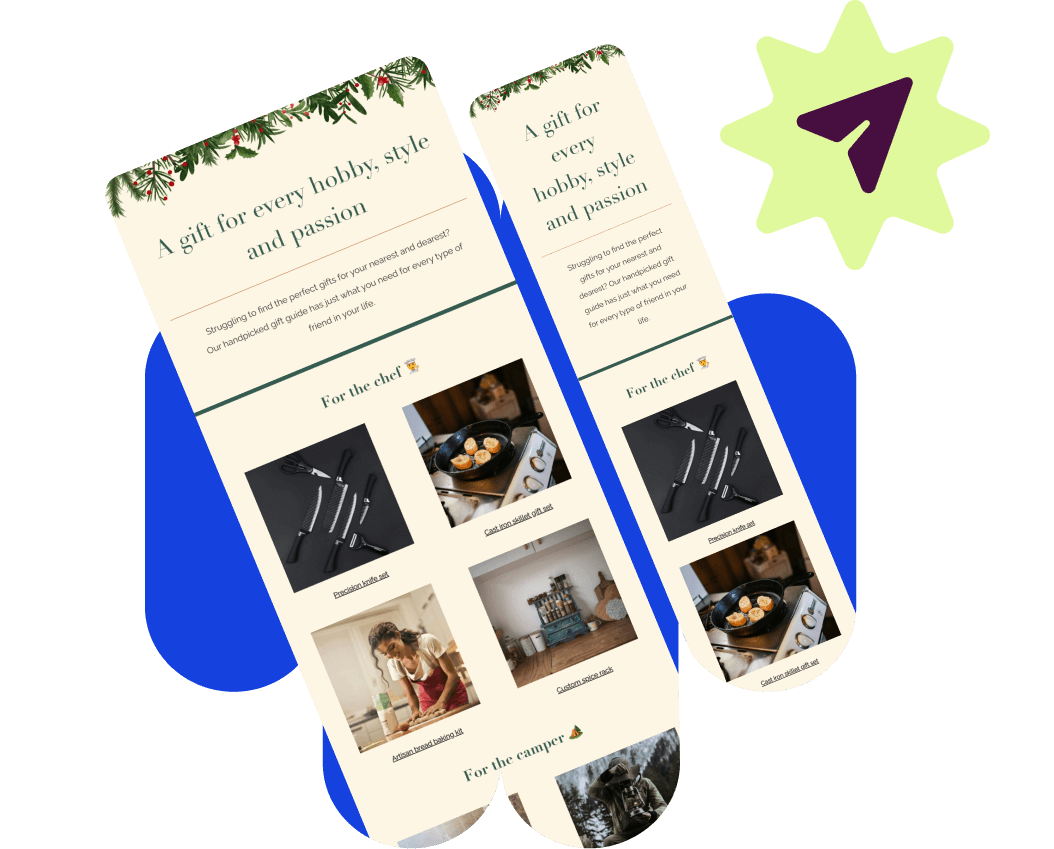 An email template in standard and responsive formats