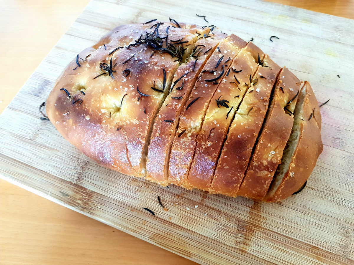 The focaccia made using the bake kit