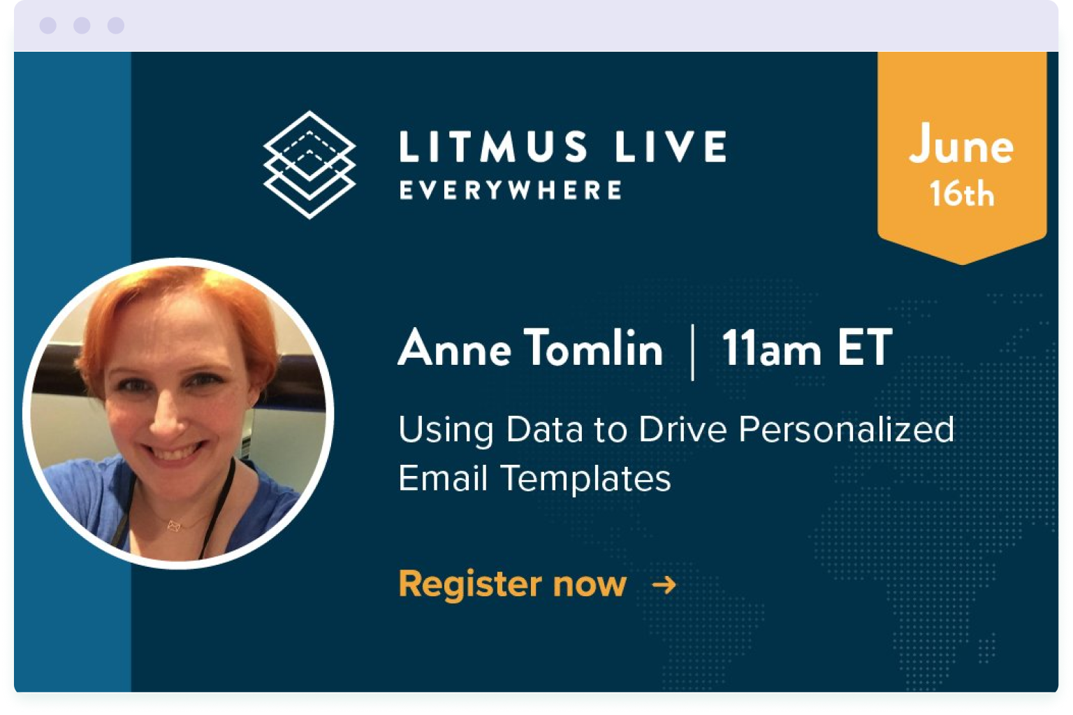 Anne Tomlin regularly talks at industry events, including Litmus Live in 2020
