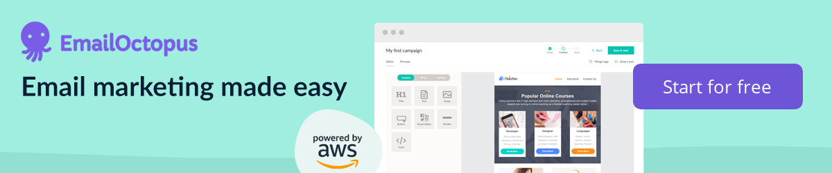 EmailOctopus Connect makes email marketing easy via AWS. Start for free today. 