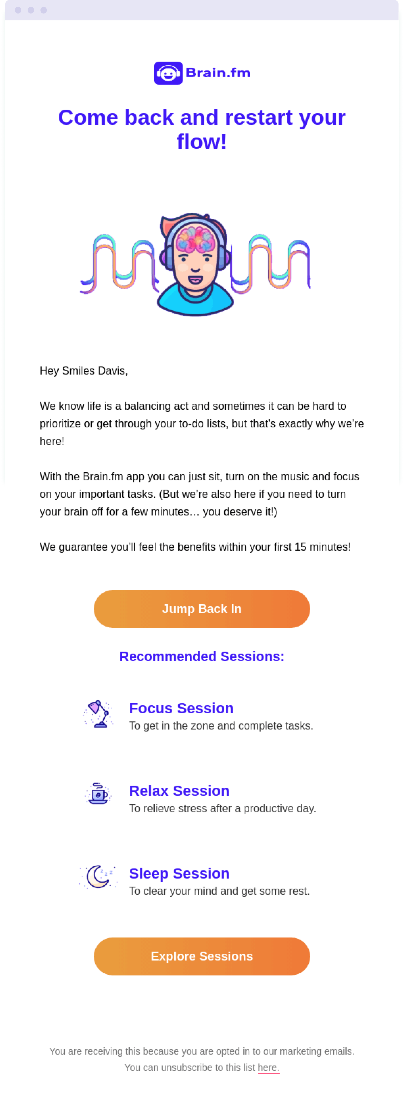 An example of a brand using illustrations as images for their email marketing campaign