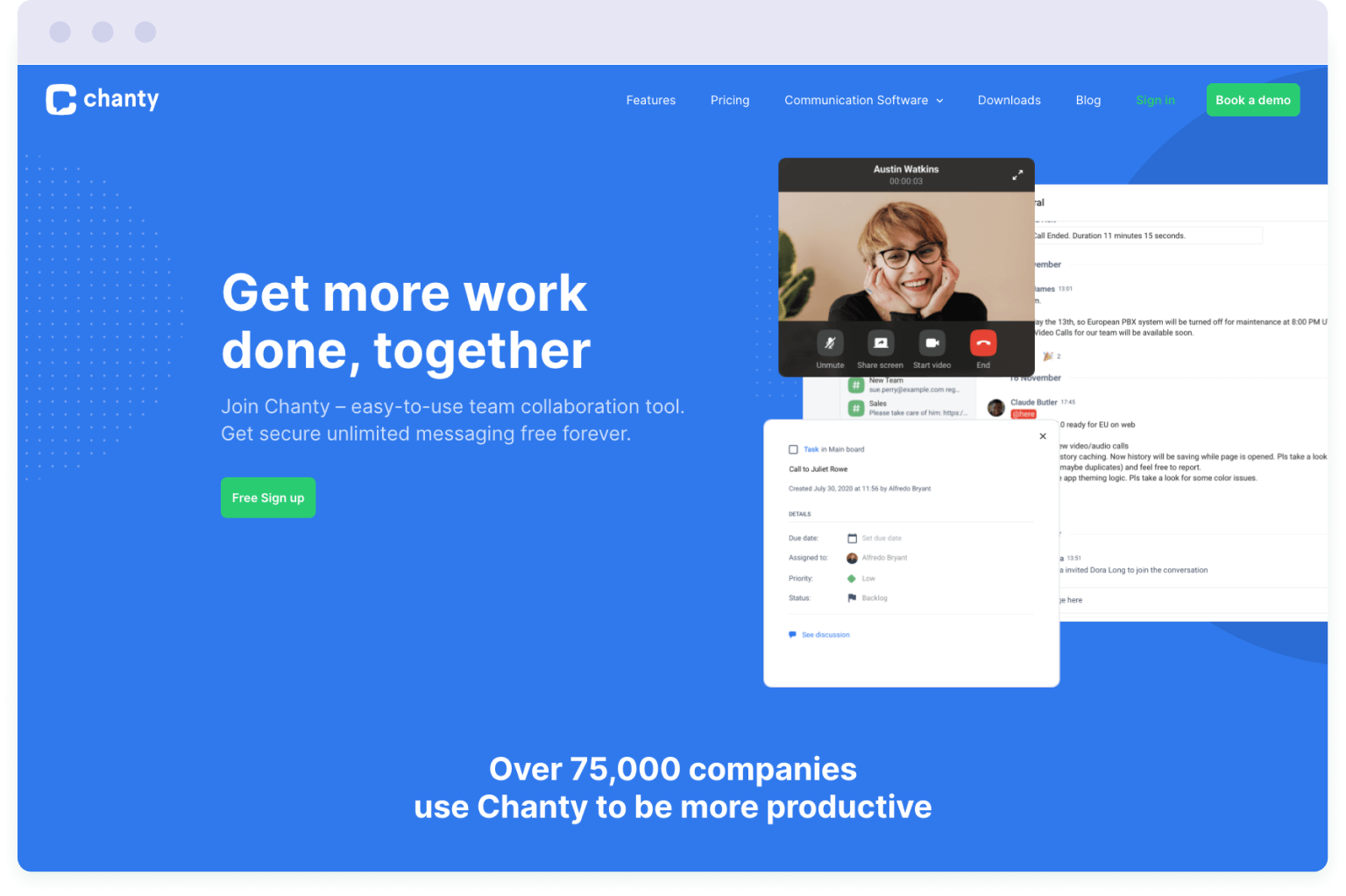 Chanty website homepage image