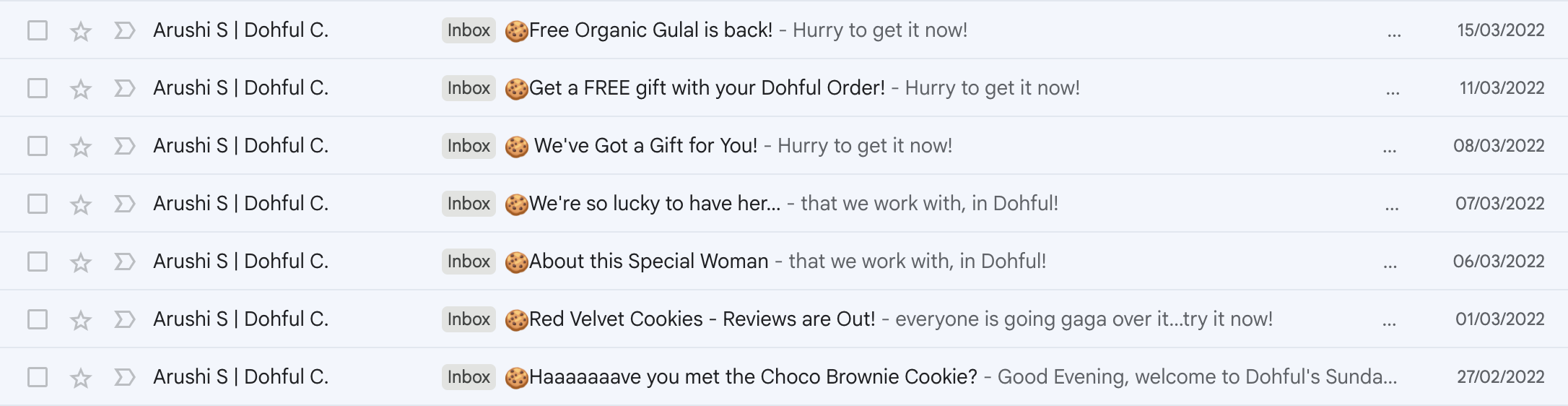 Dohful email newsletter in inbox