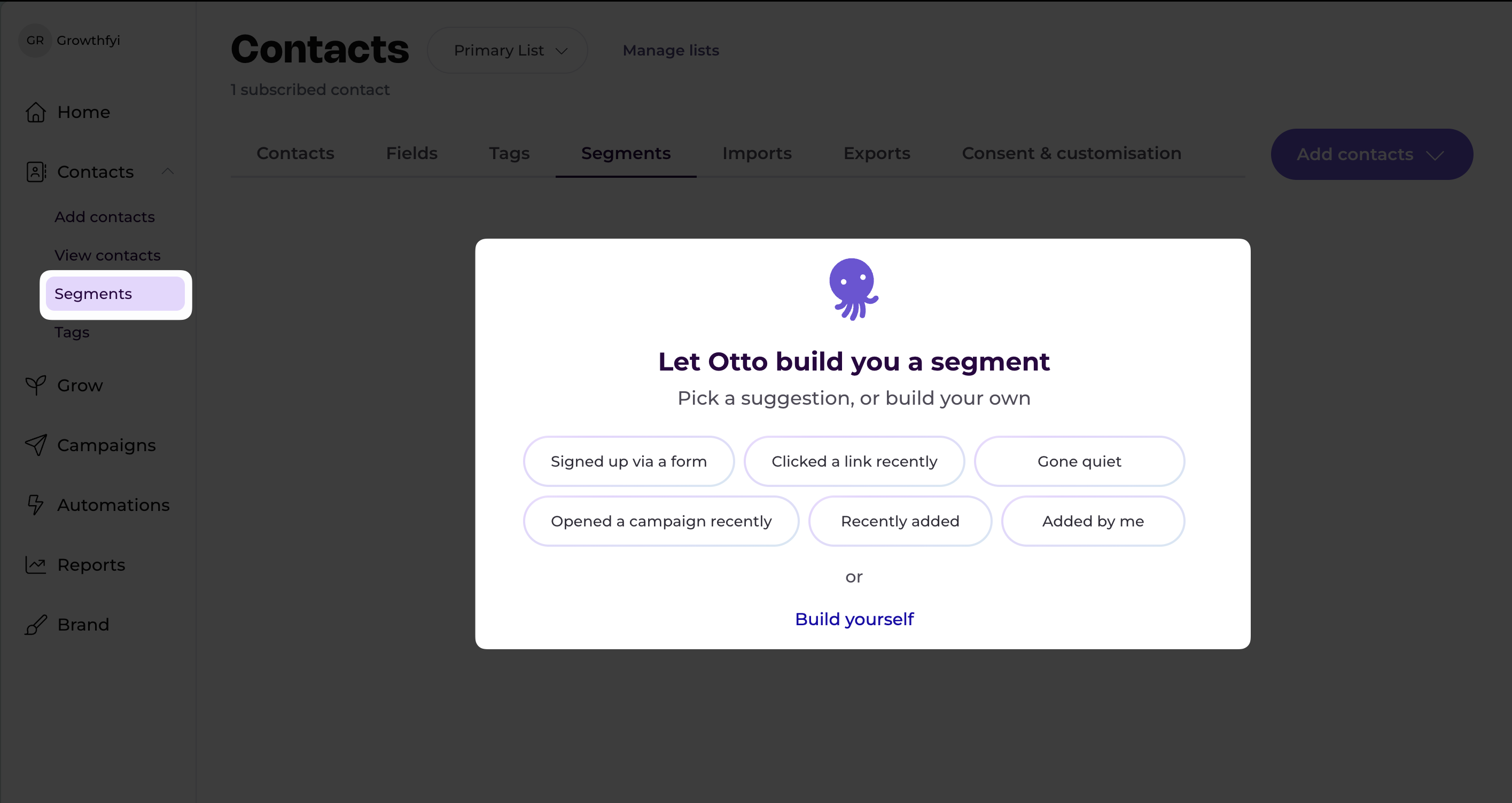 EmailOctopus segment builder