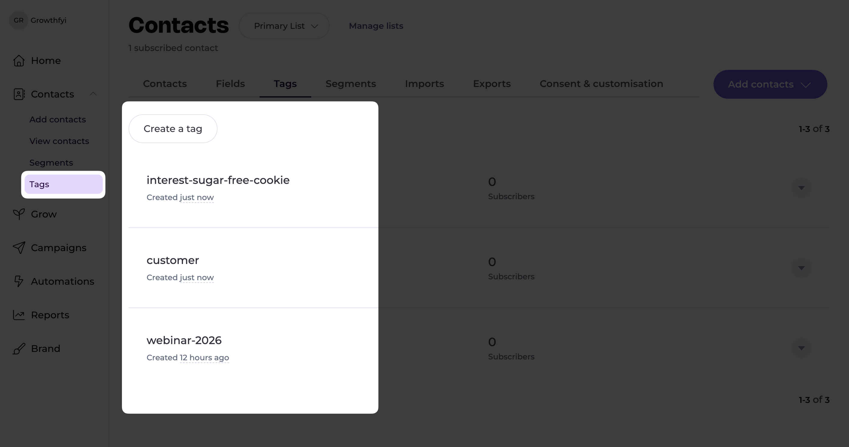 EmailOctopus Tags