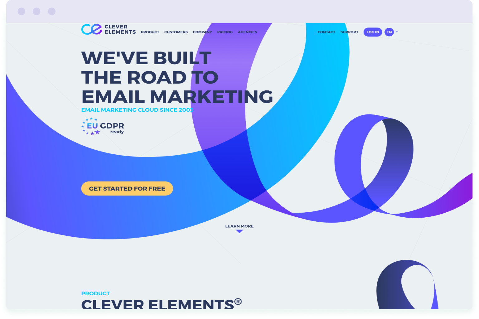 Image of the website homepage of Clever Elements, a cheaper alternative to Mailchimp