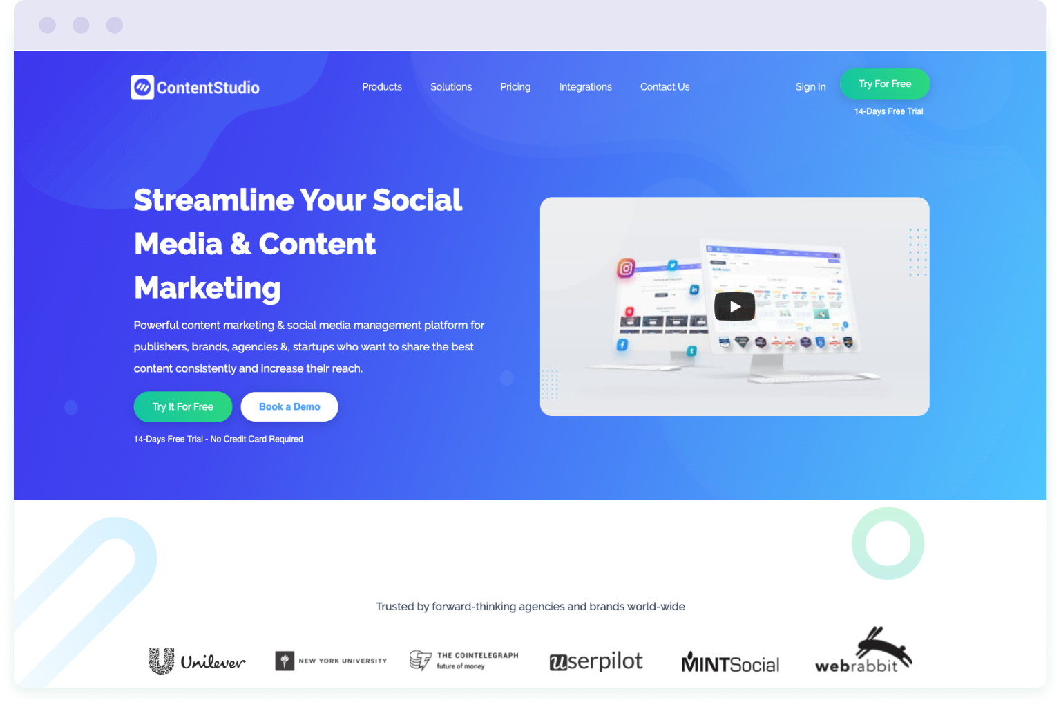 Image of the Content Studio website homepage