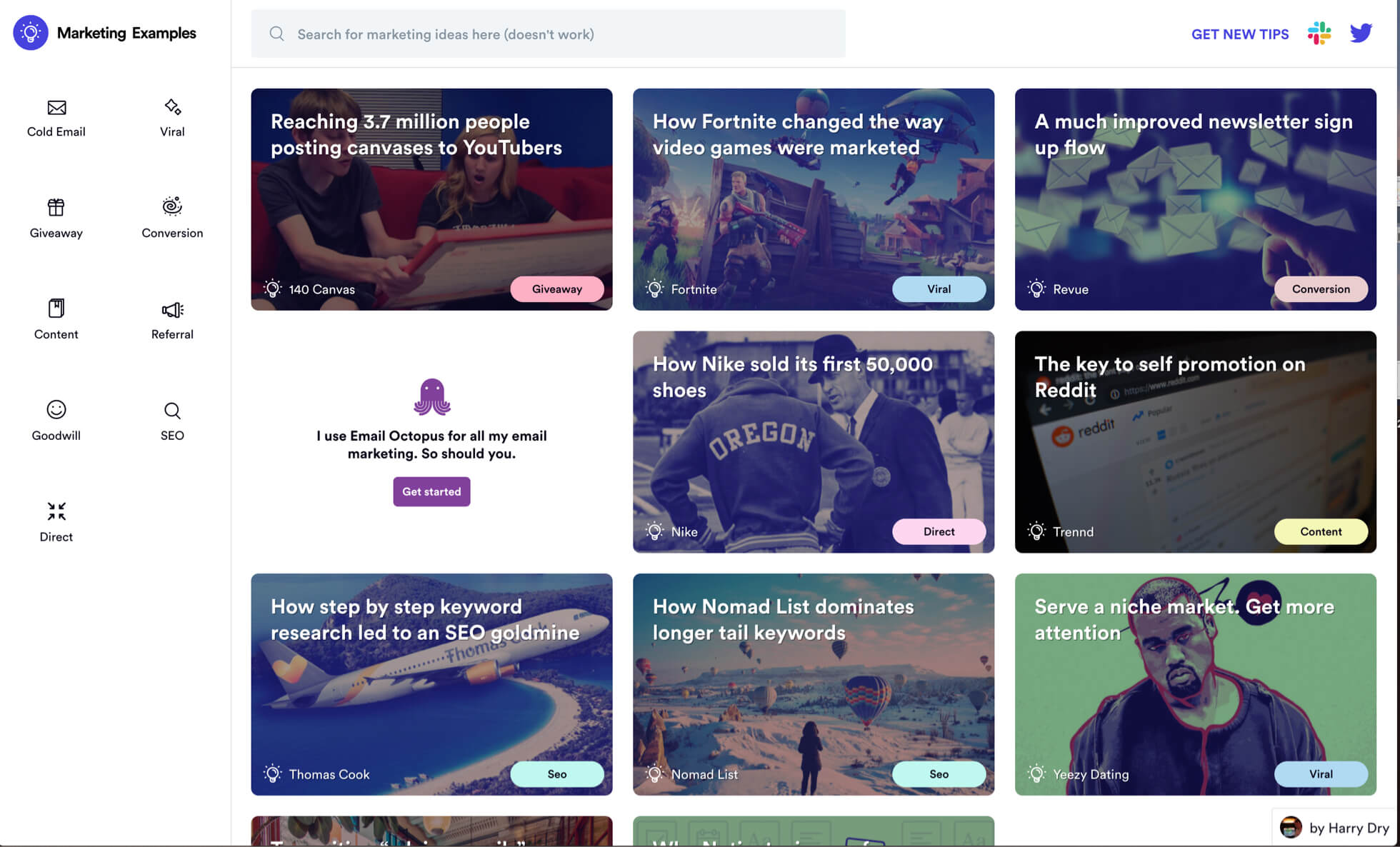 Harry Dry in his initial pitch to us, included a mockup for the site and the advert.