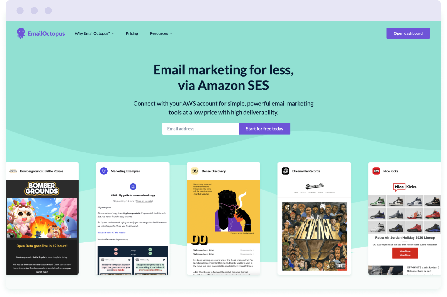 Image of EmailOctopus website homepage