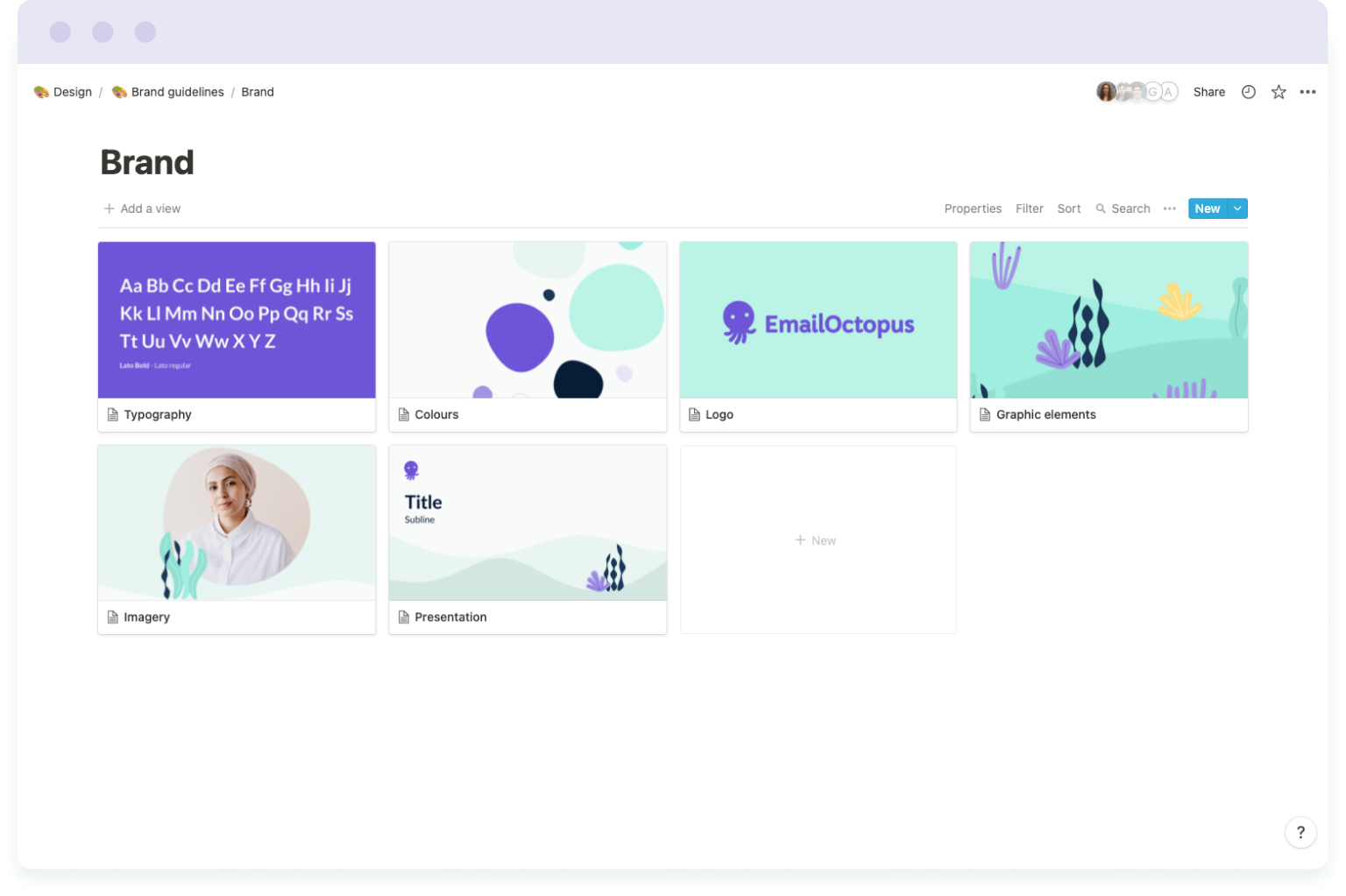 Screenshot of the EmailOctopus brand style guide