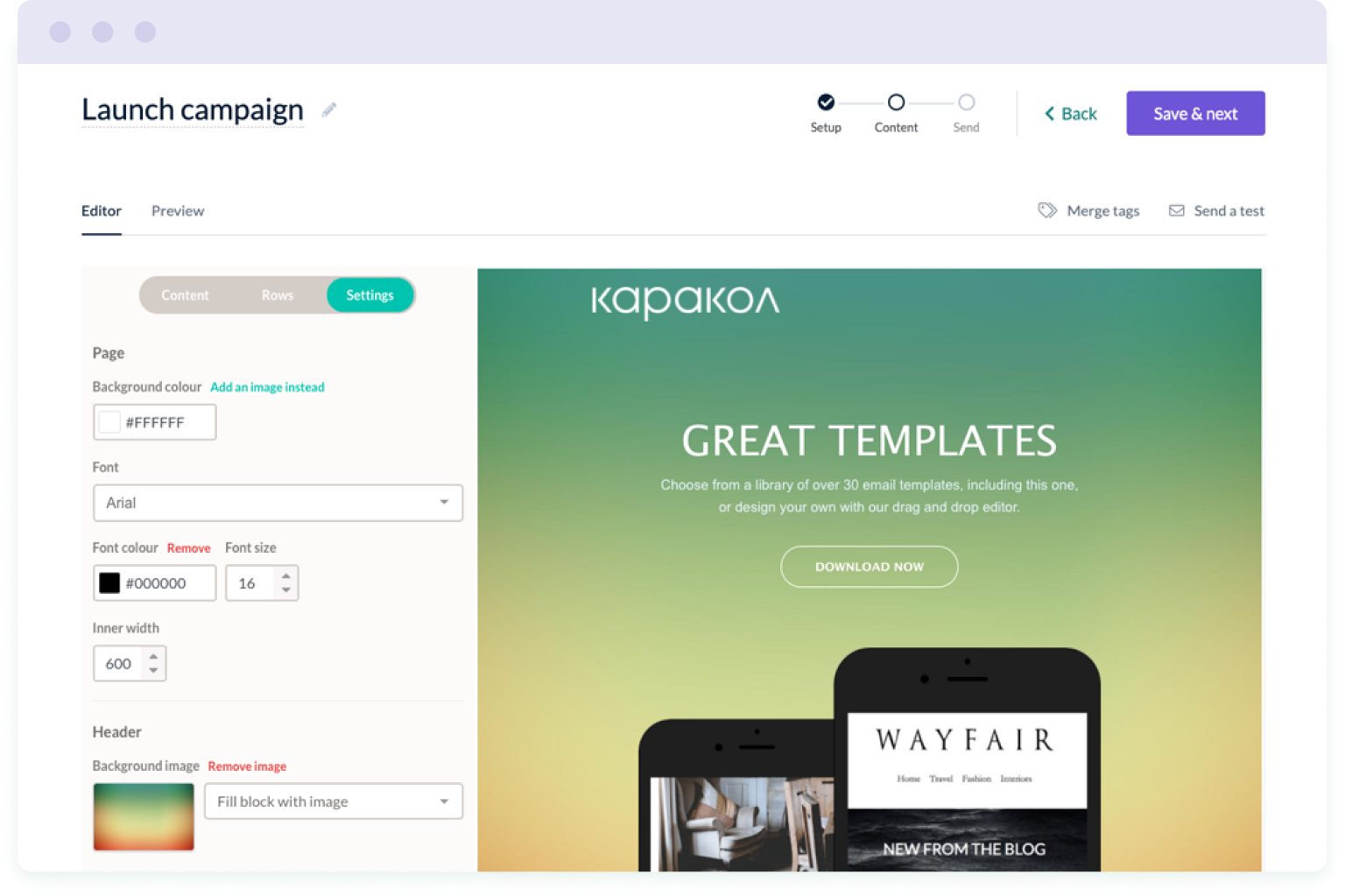 The email editor in EmailOctopus – a great choice of tool for those getting started with email marketing