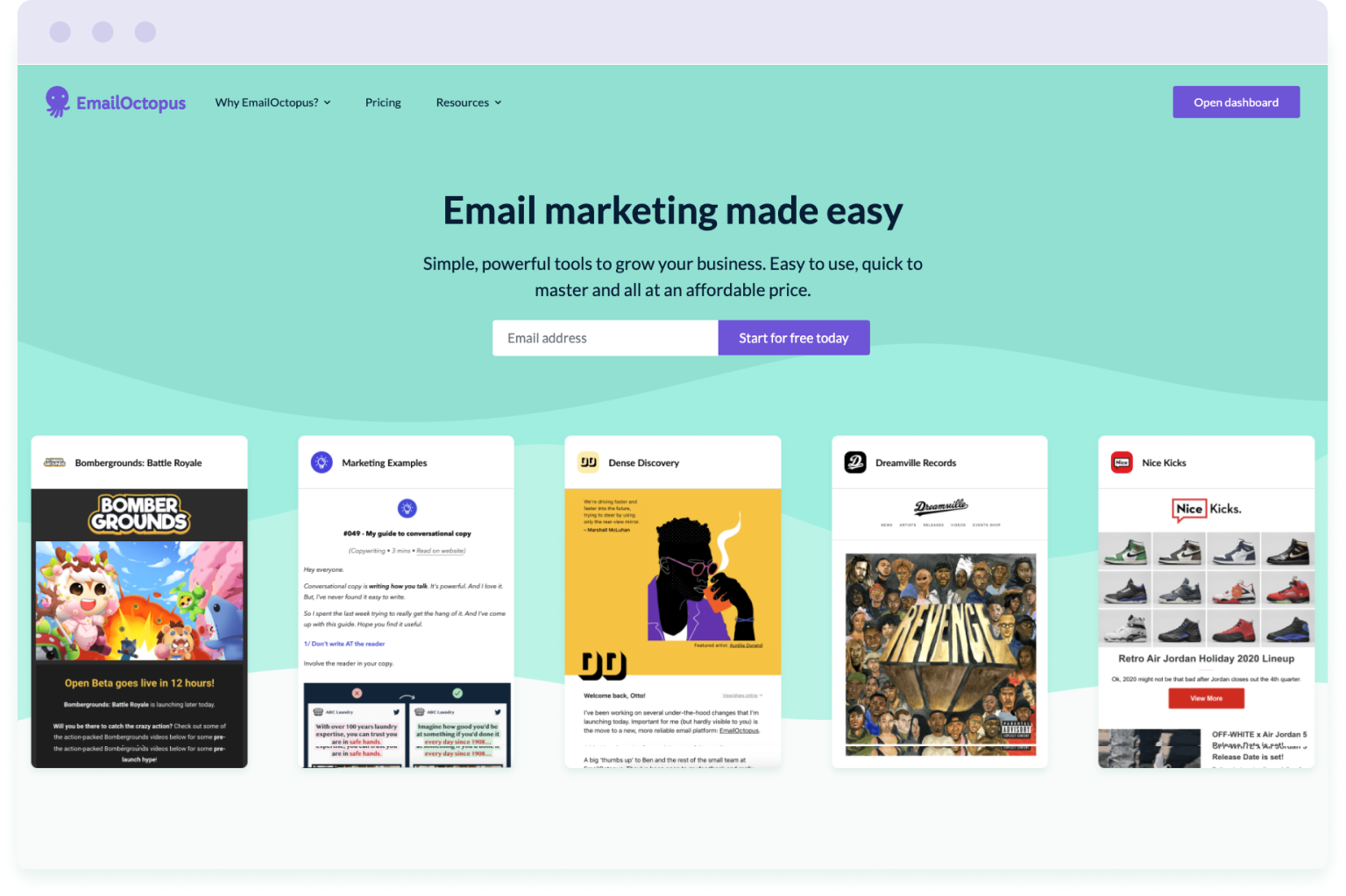 Screenshot of the EmailOctopus website