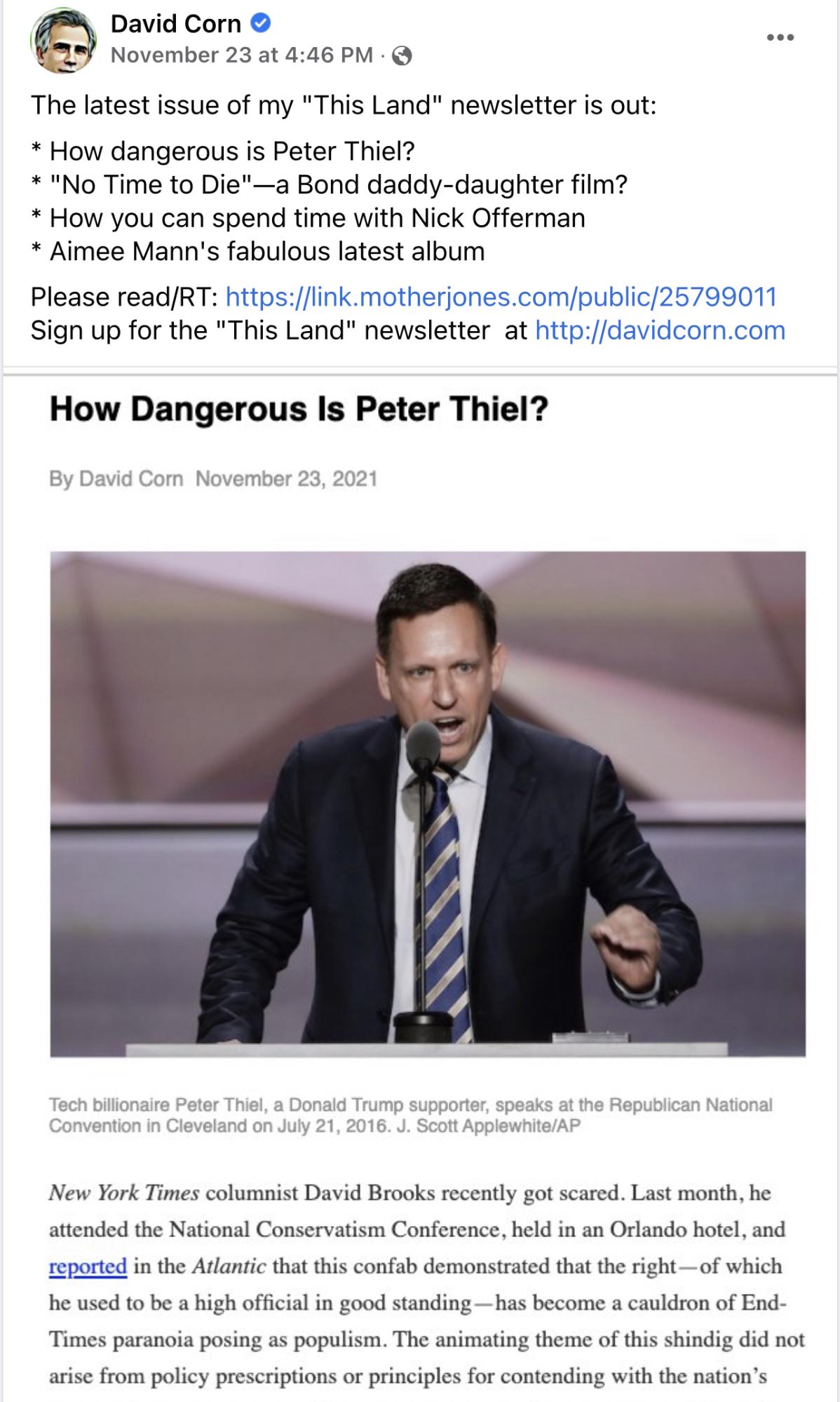 Example of an organic Facebook post showing a preview of a newsletter to encourage more subscribers to sign up