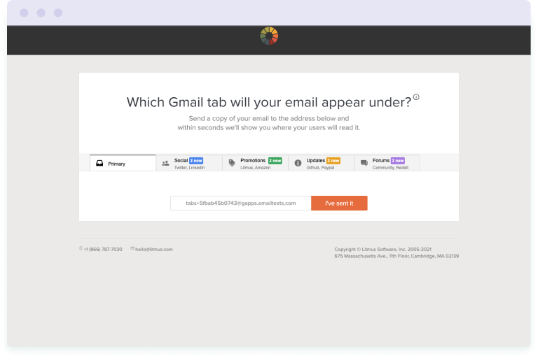 Screenshot of the Gmail tab checker tool by Litmus