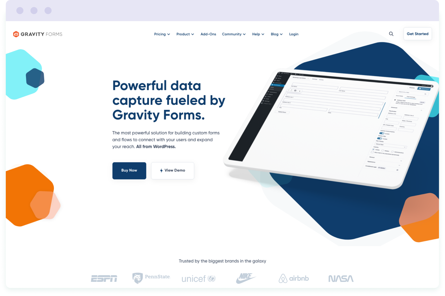 Image of the Gravity Forms website