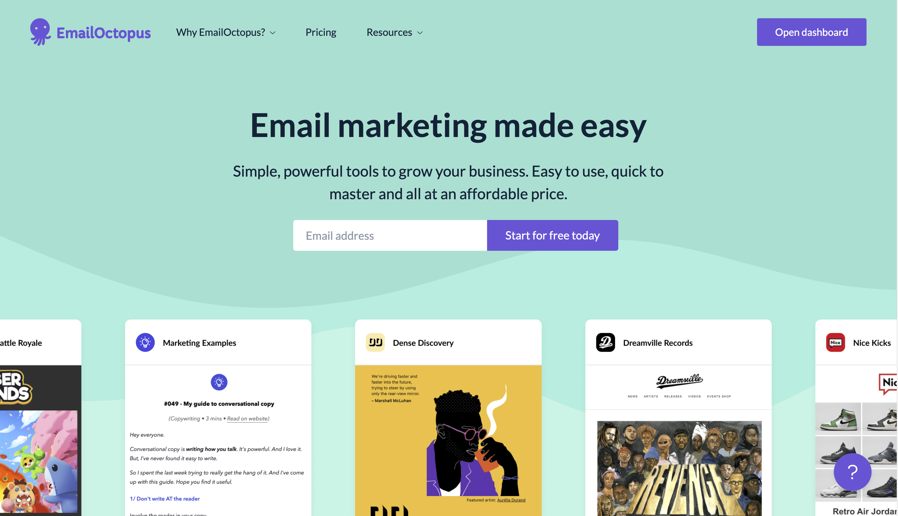 EmailOctopus Landing Page