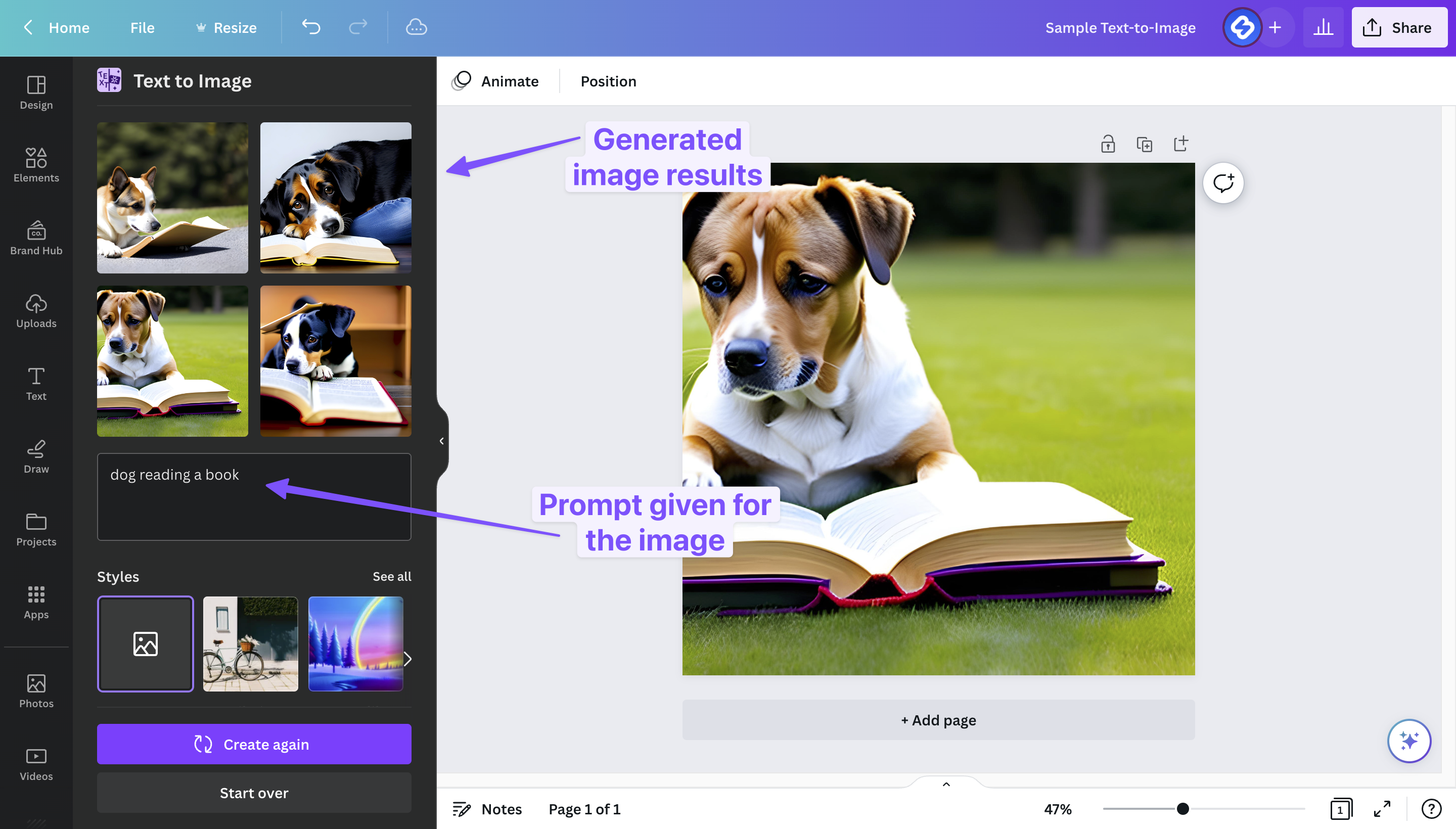 Canva text-to-image demo