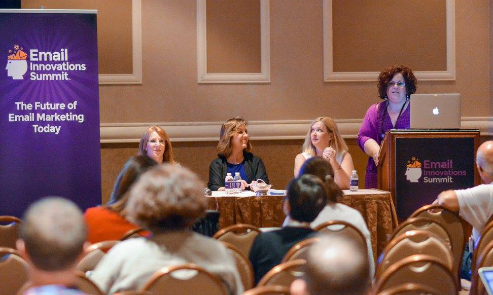 Jeanne Jennings and fellow female speakers talking at the Email Innovations Summit
