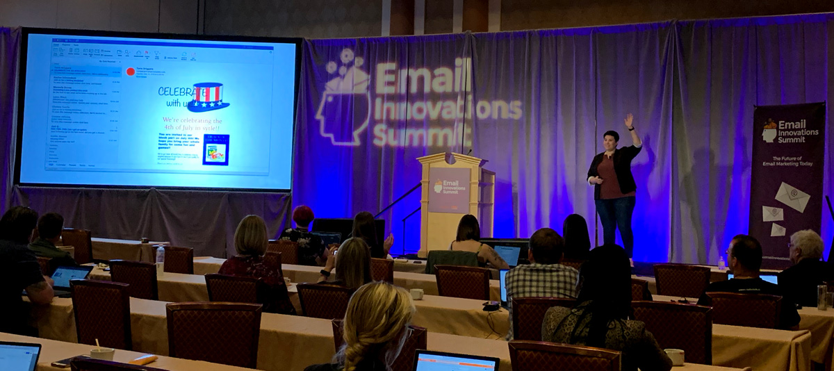 Leah Miranda speaking at the Email Innovations Summit