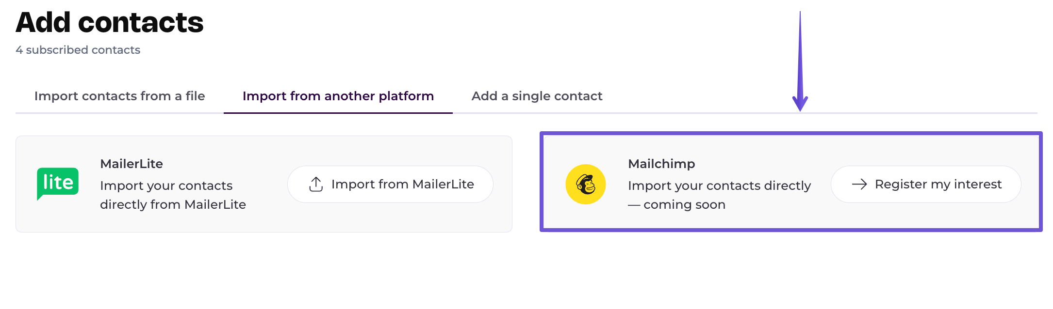 Mailchimp importing feature interest check