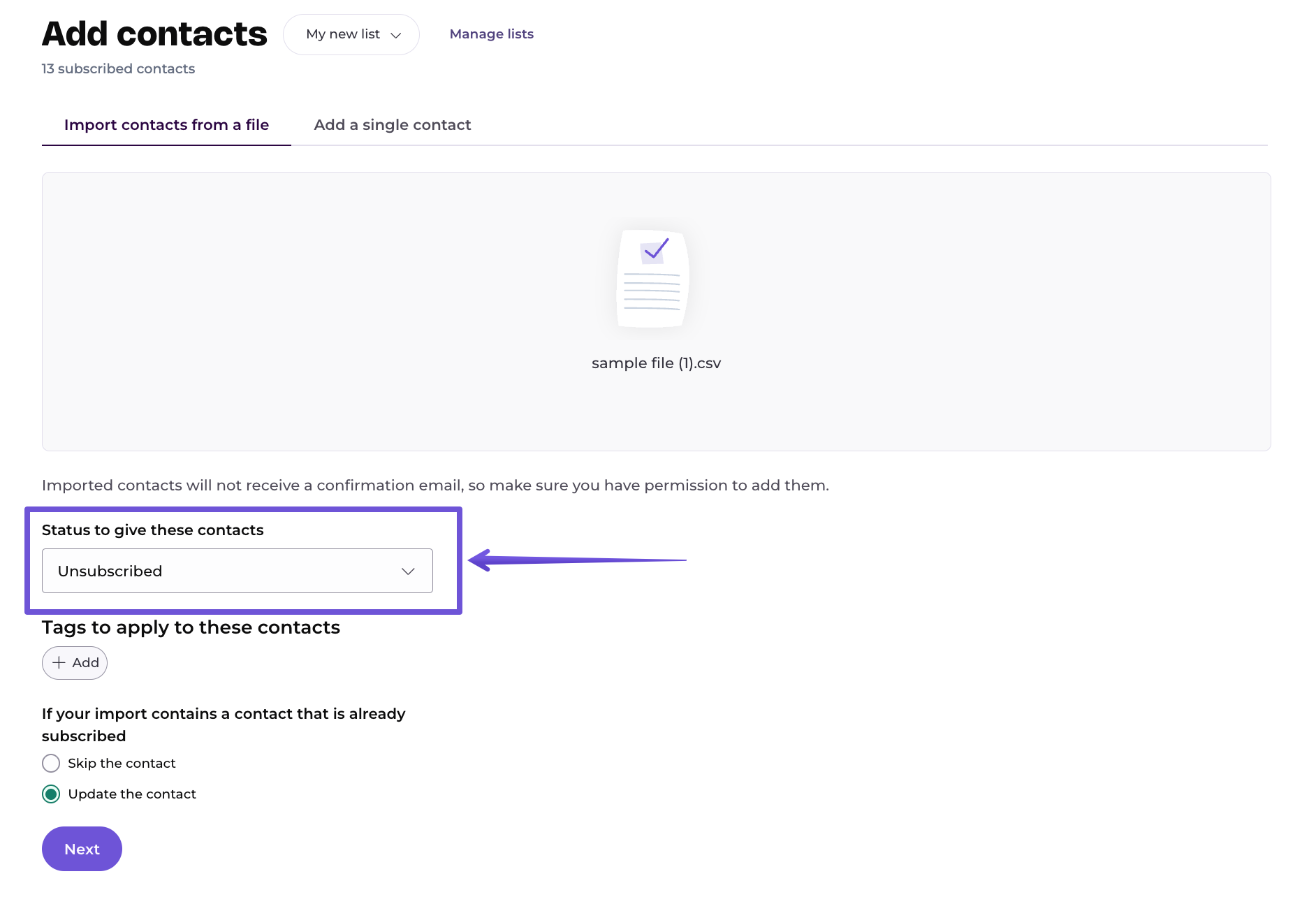 Monosnap Import contacts - EmailOctopus 2026-04-09 13-04-56.png