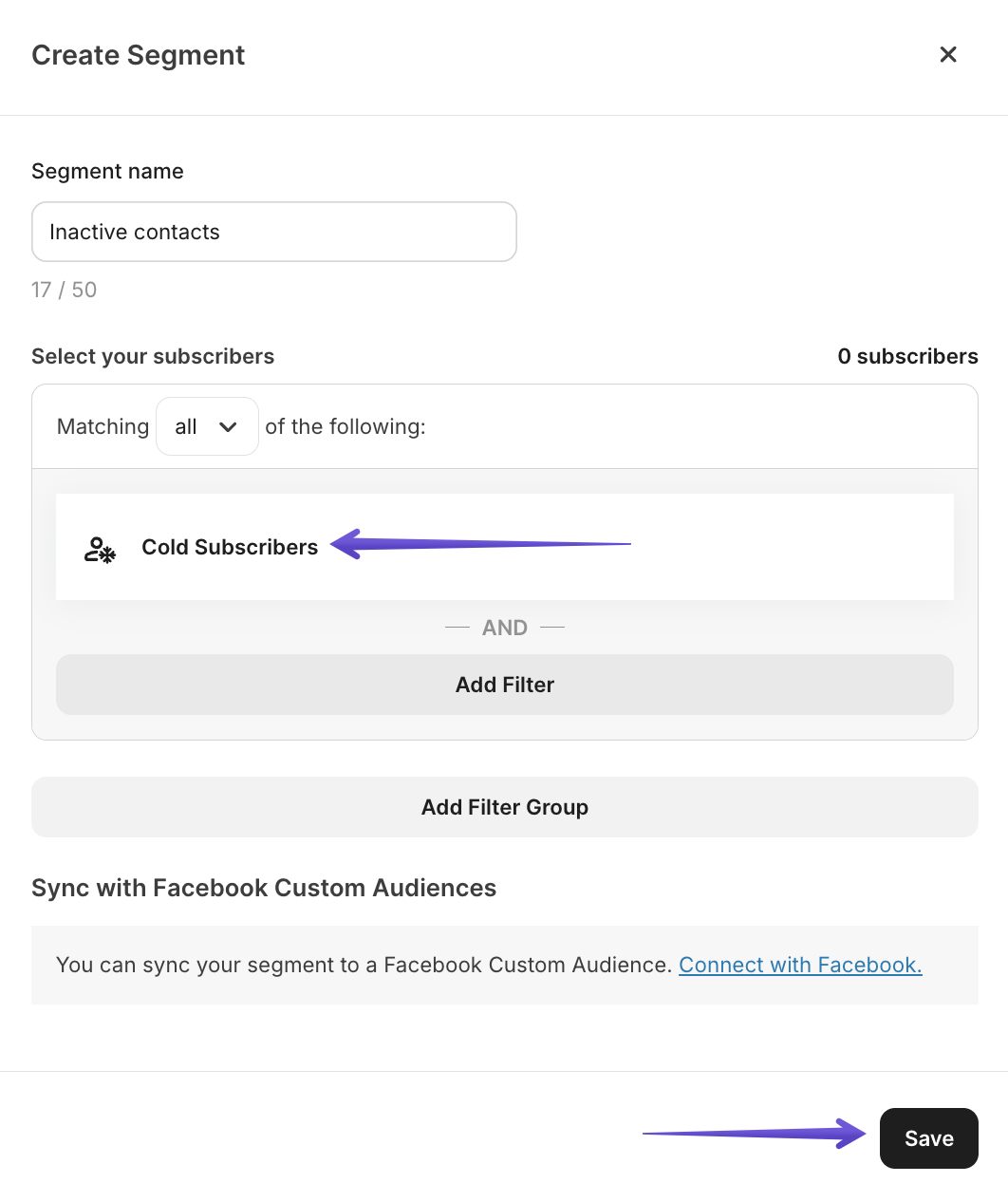 Cold Subscribers filter option