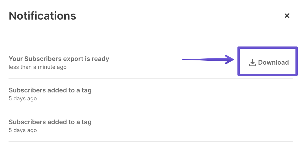 Downloading the exported file