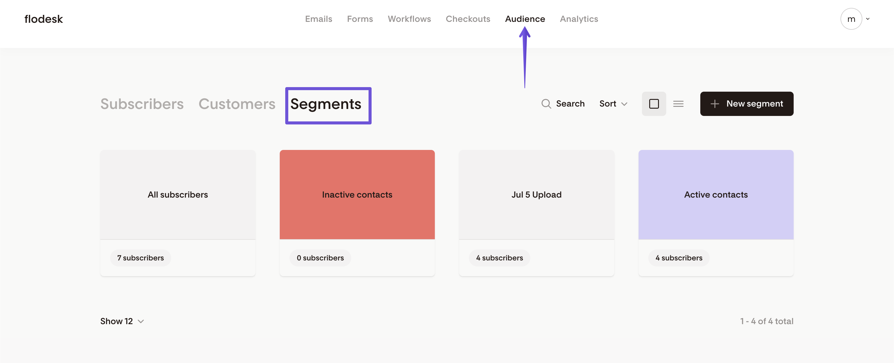 Flodesk segment screen