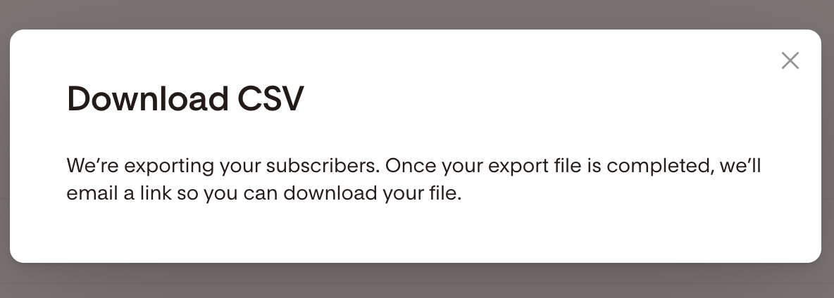 CSV download pop-up in Flodesk