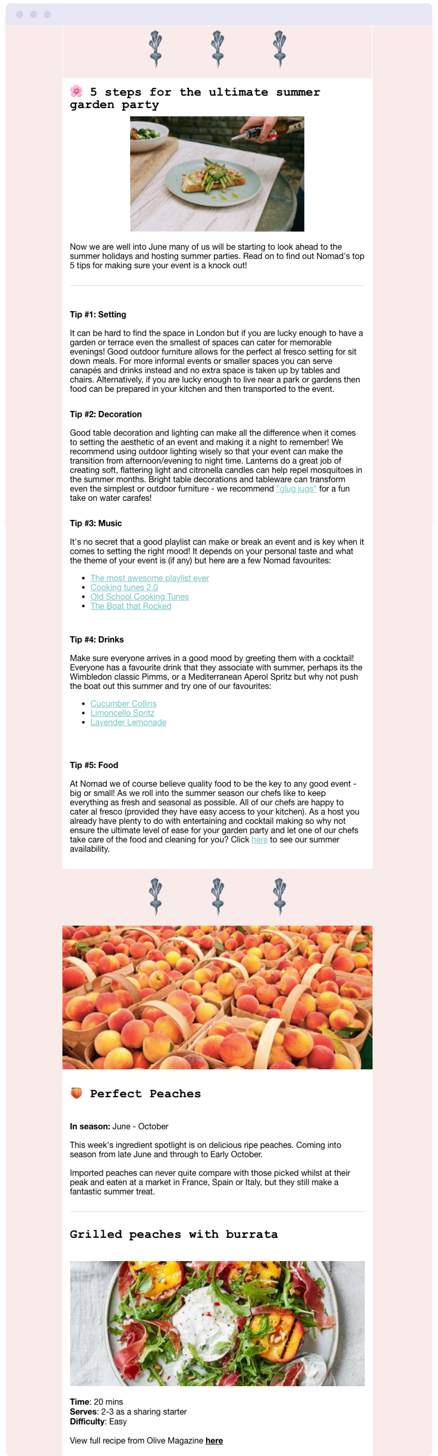 Nomad Cooks include tips and recipes to provide value to their subscribers