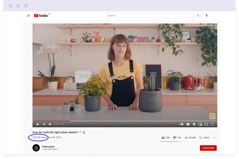 Image of a YouTube video included in the Patch Plants Houseplant Parenting email course