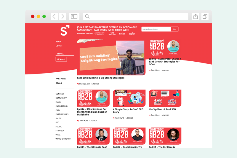 Screenshot of the SaaS Marketer blog