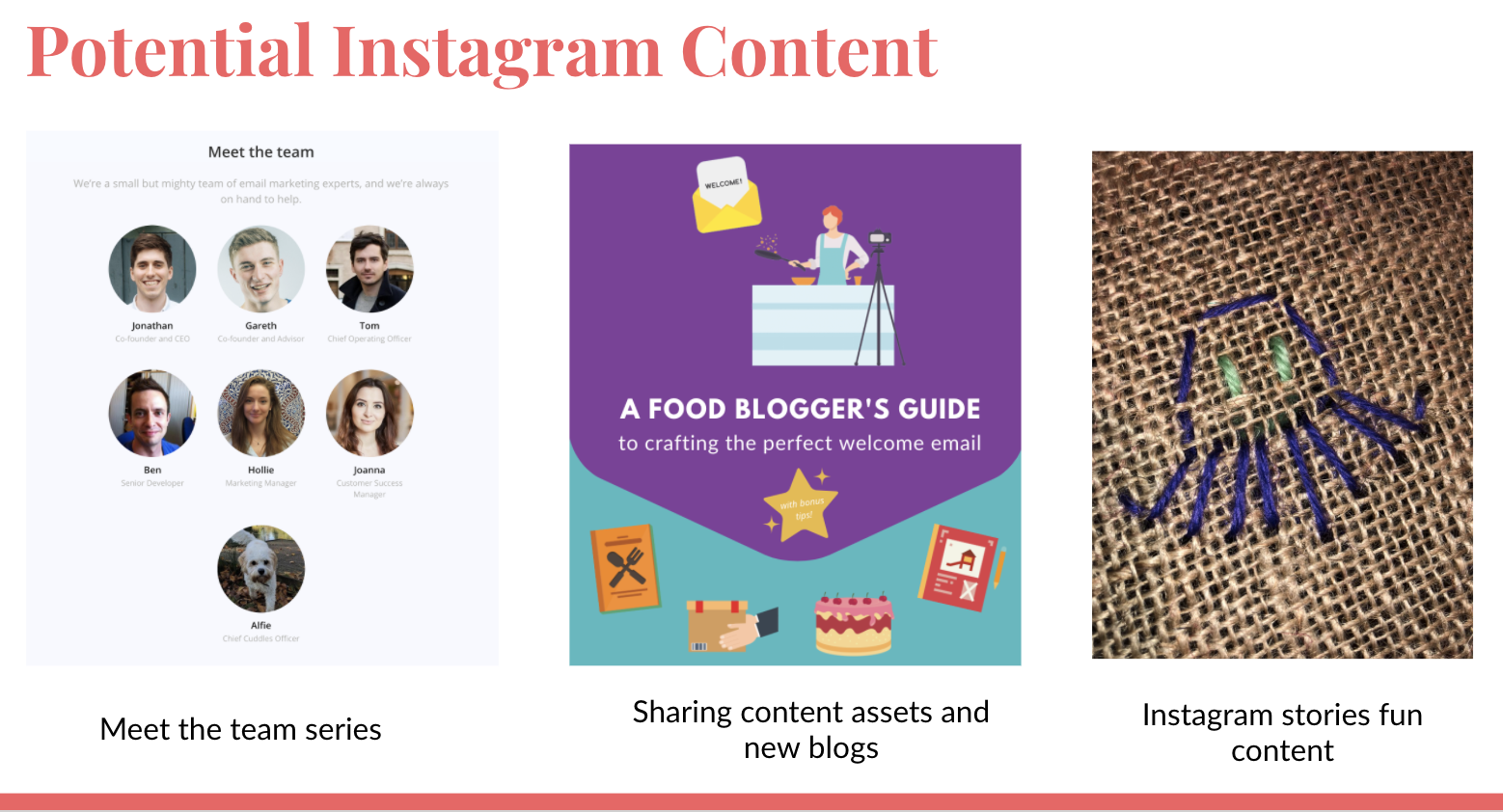 Screenshot from a slide in my pitch on why EmailOctopus should use Instagram