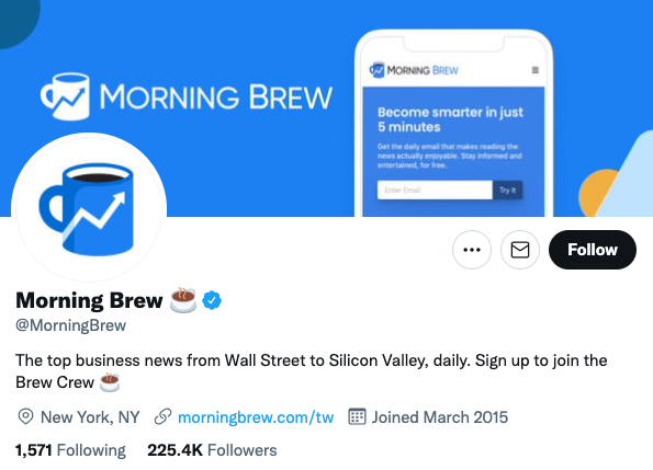 Example of a brand using Twitter to promote their newsletter and grow their email list