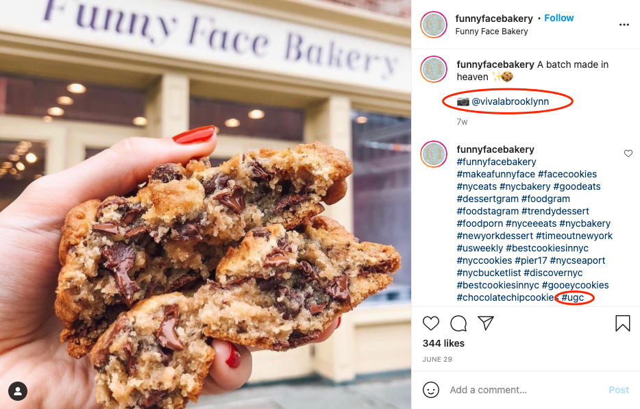 Image from Instagram demonstrating what user-generated content is