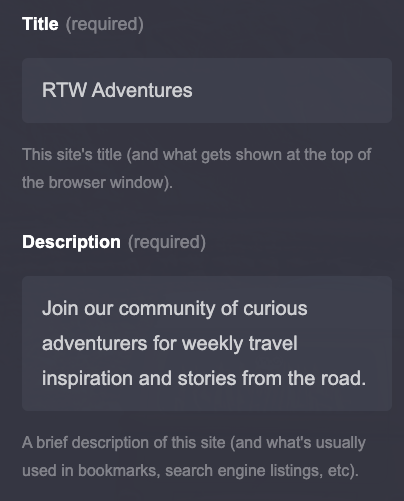 Meta detail editing options in Carrd