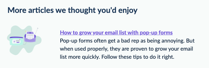 Example of EmailOctopus adding links to images alongside text links