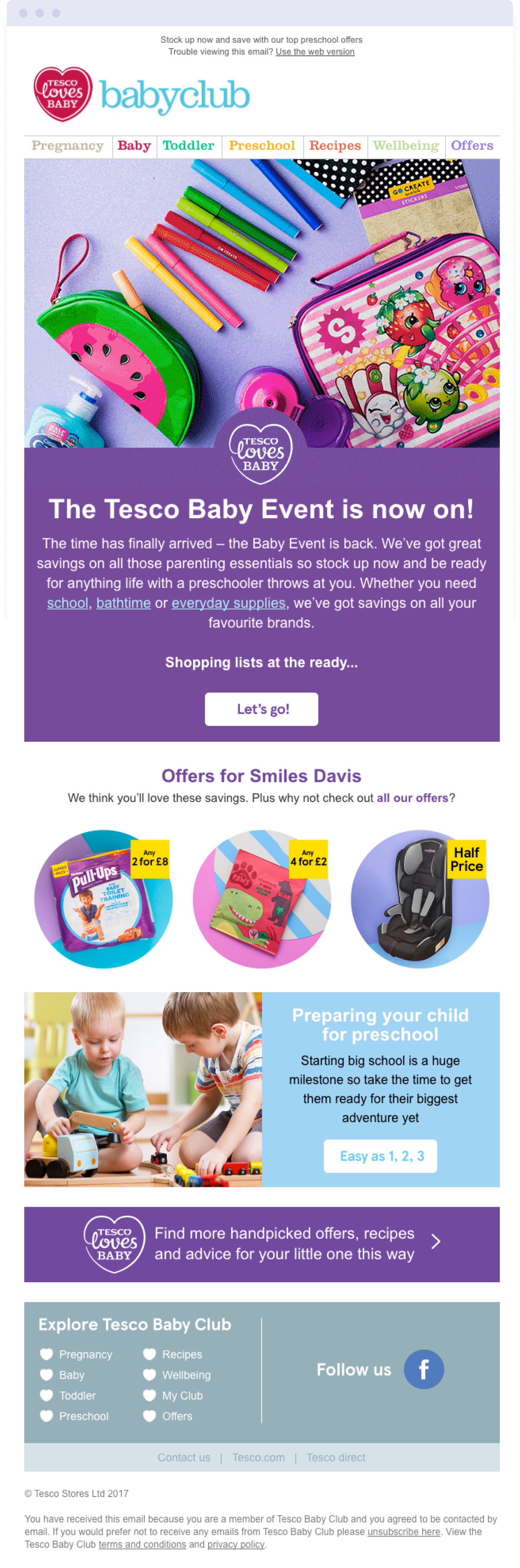 Example of an email using different image sizes to create a strong visual hierarchy