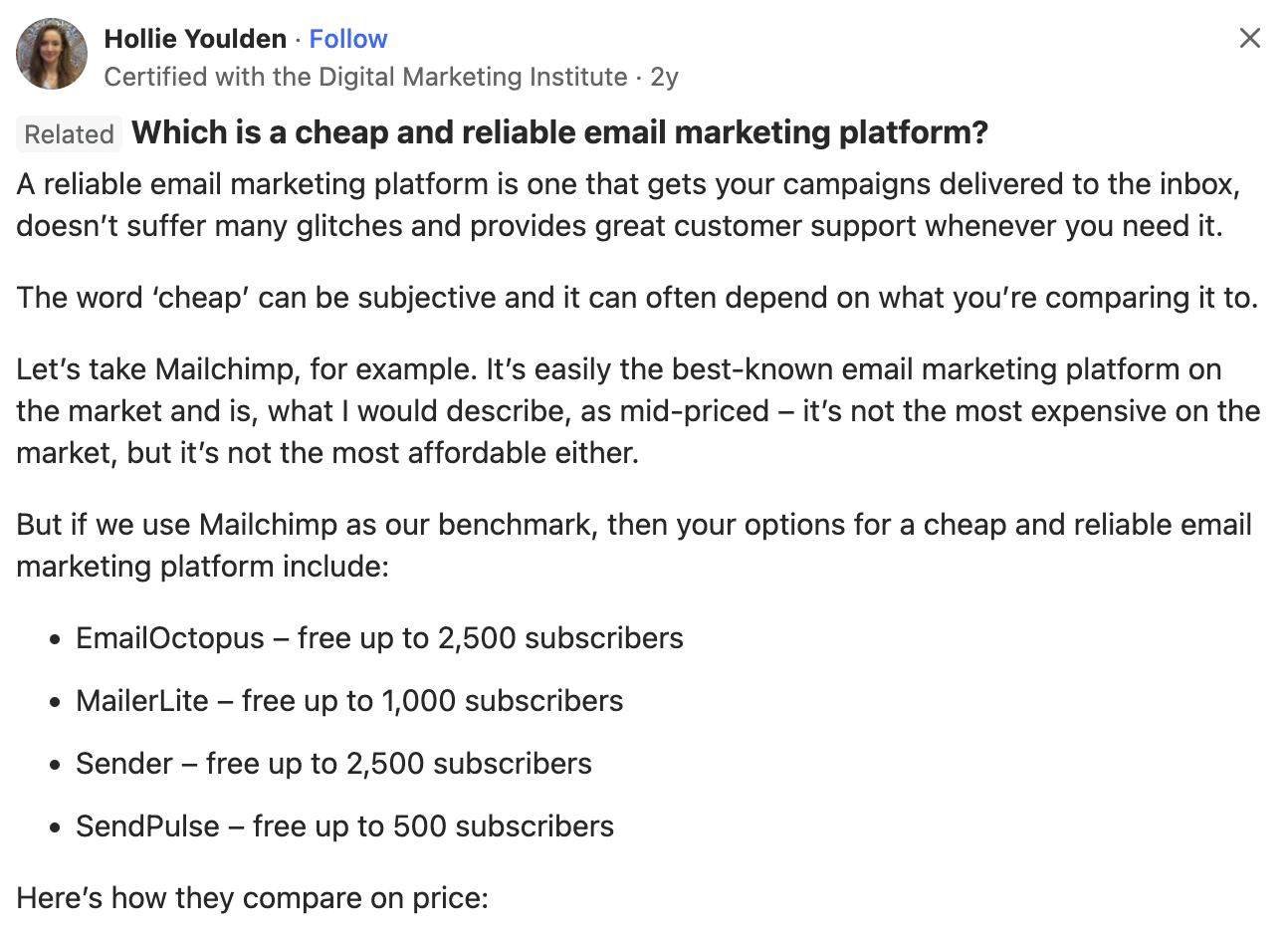 One of our Quora post