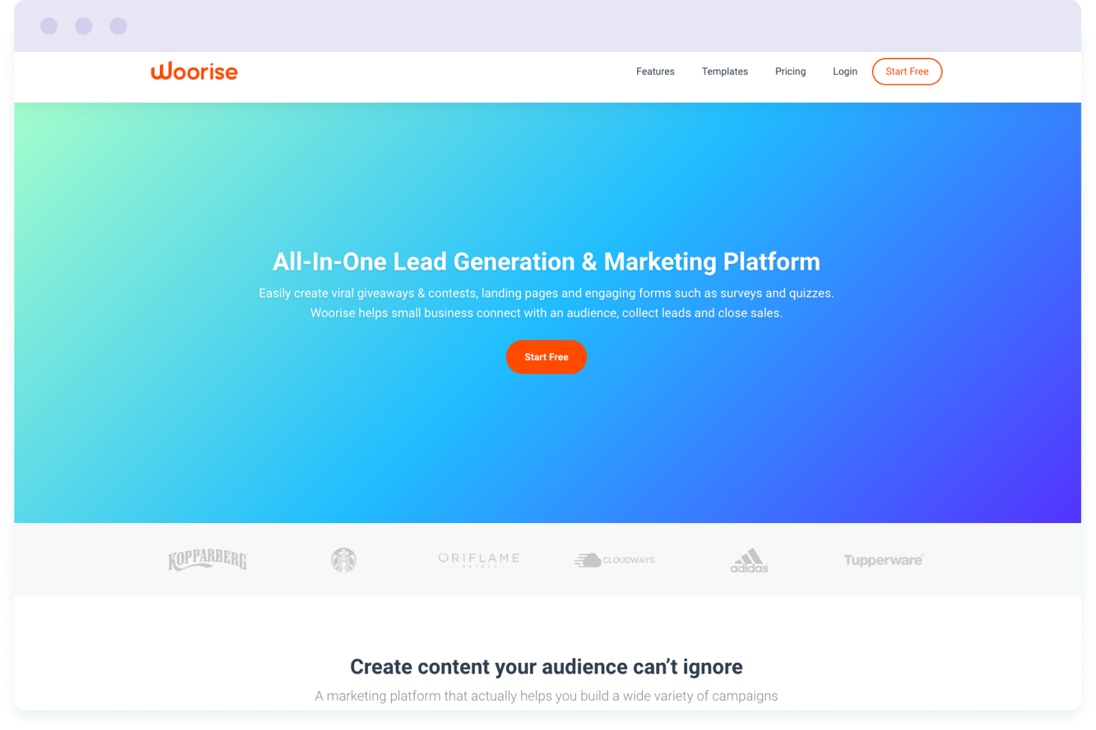 Image of the Woorise website homepage