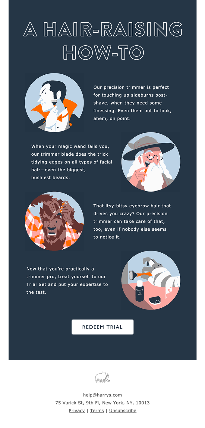 Example of a good Halloween email from Harry's