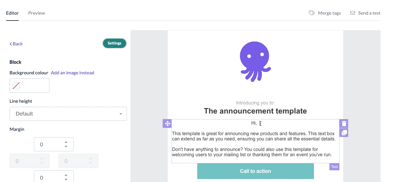 Merge tags on EmailOctopus