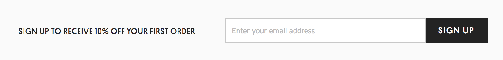Sign-up form used by Topshop on their website