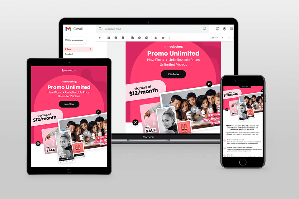 Image showing emails displayed on different devices