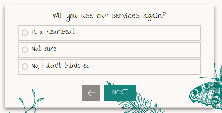 Example of a multiple choice question in an online assessment
