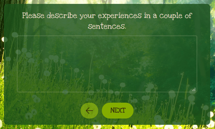 Example of an open-ended question in an online assessment