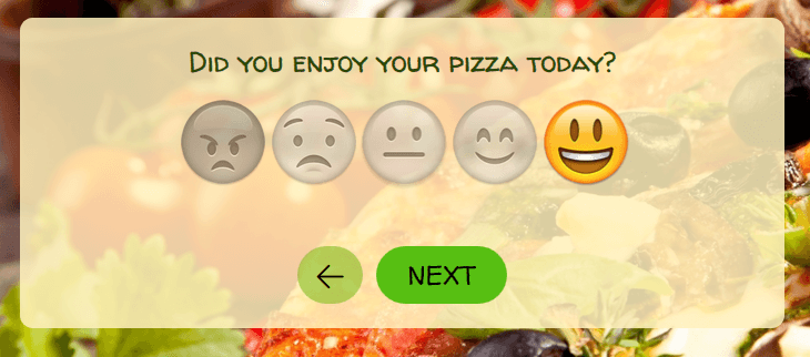 Example of a rating request in an online assessment