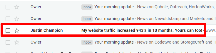 Example of a subject line that evokes curiosity and is more likely to be opened