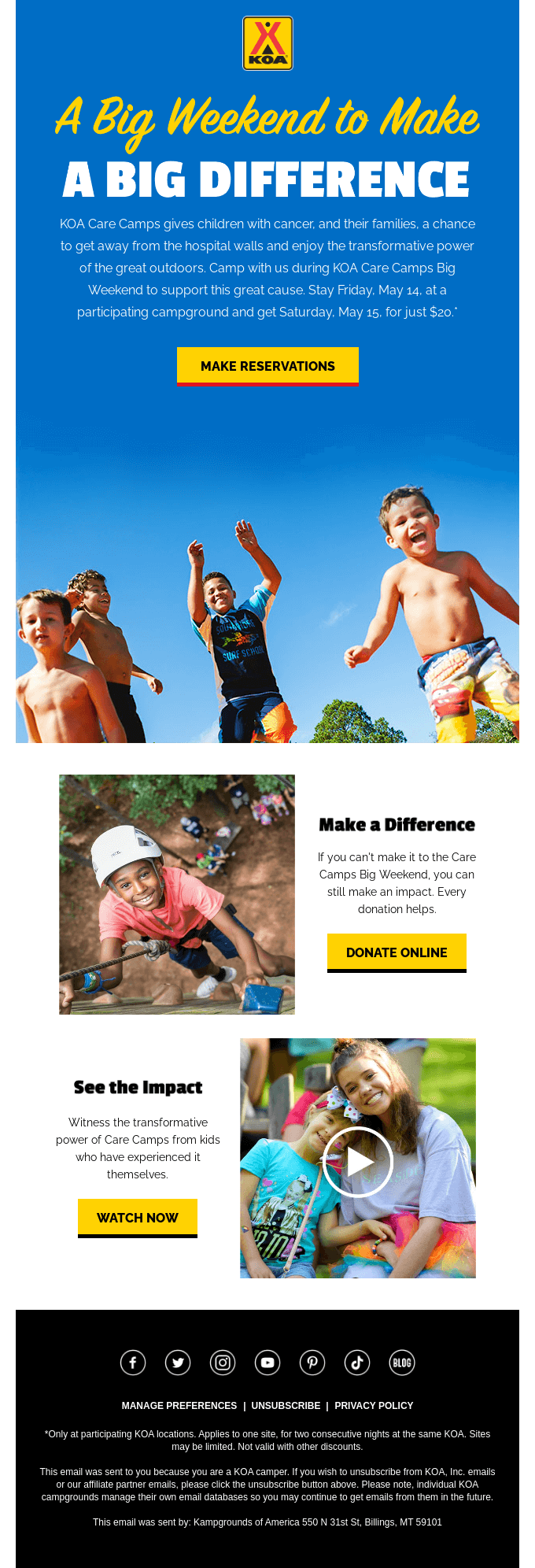 Example of a nonprofit using storytelling in videos promoted in an email marketing campaign