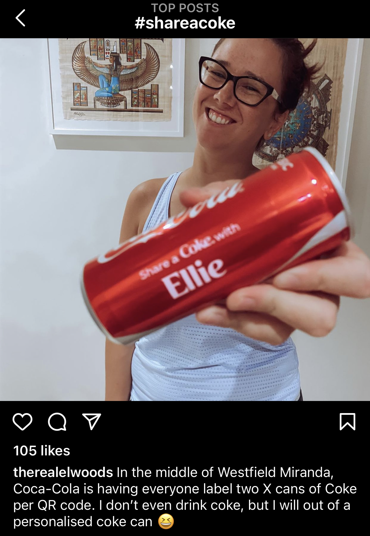 Example of UGC generated by Coca-Cola's 'Share a Coke' campaign